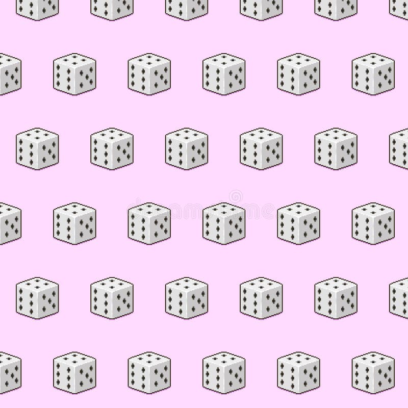 Vector pixel art multicolor endless pattern of dices. seamless pattern of dice for board games in the style of retro video royalty free illustration