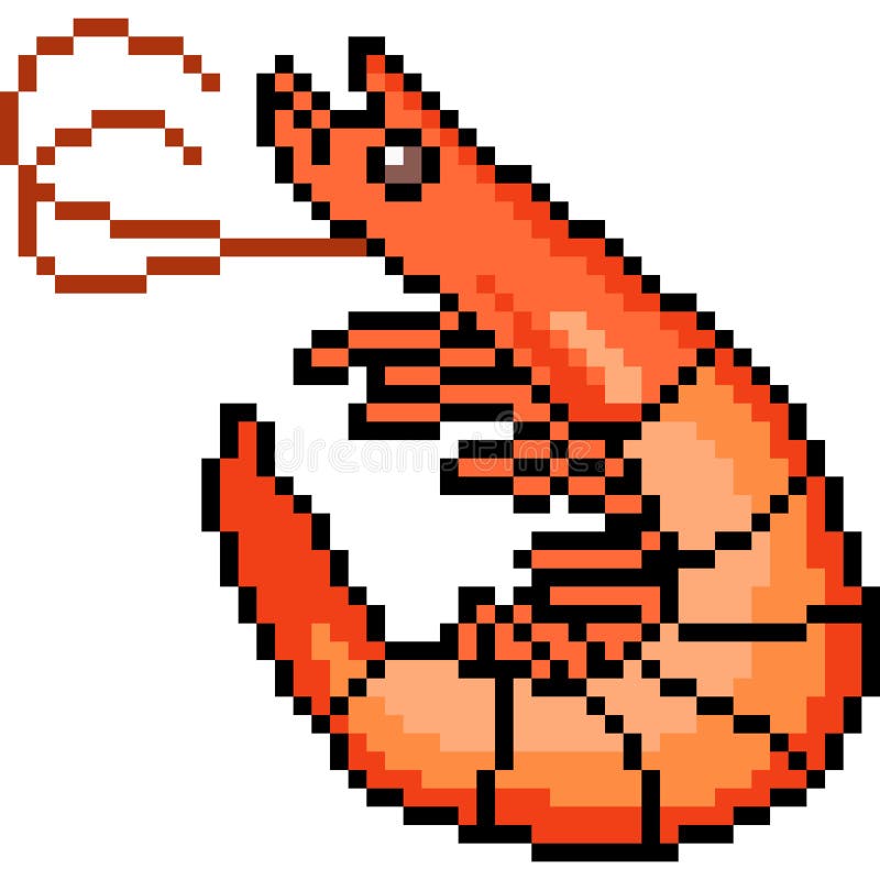 Vector Pixel Art Shrimp Seafood Stock Vector Illustration of cartoon