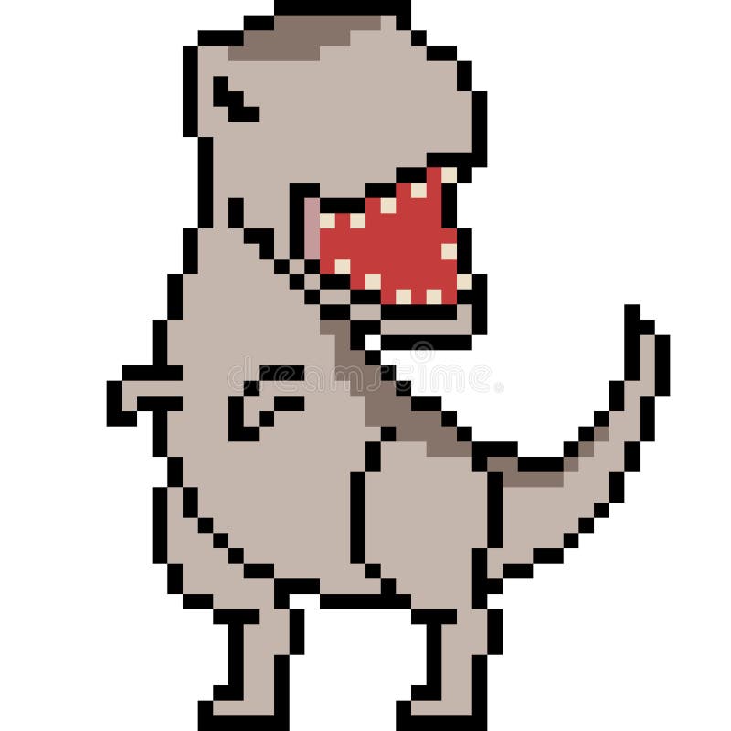 Dinosaur Trex 8 Bit Pixel Art Arcade Game Cartoon Stock Vector