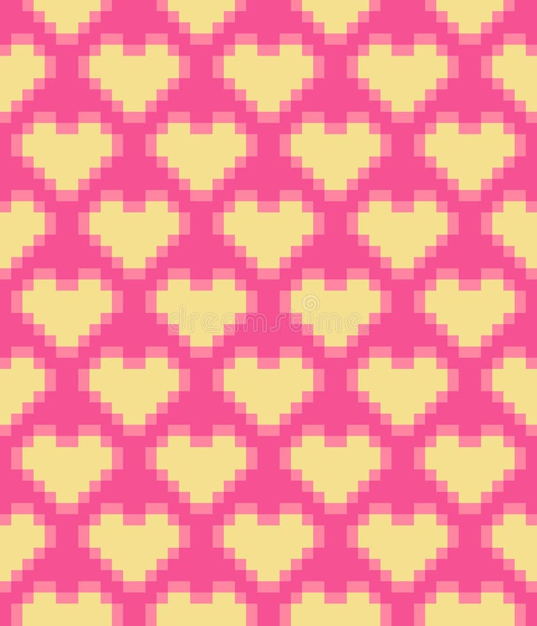 Vector pixel hearts seamless pattern vector illustration
