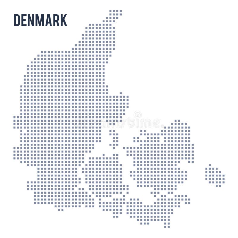 Vector Pixel Map of Denmark Isolated on White Background Stock Vector ...