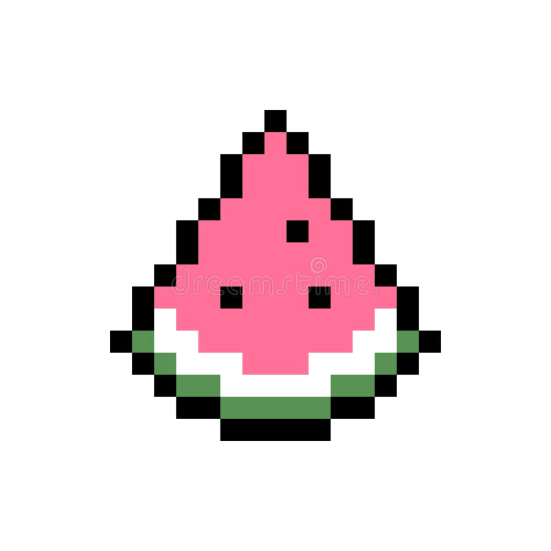 Pixel Watermelon Icon, 32X32 Vector Illustration Stock Vector