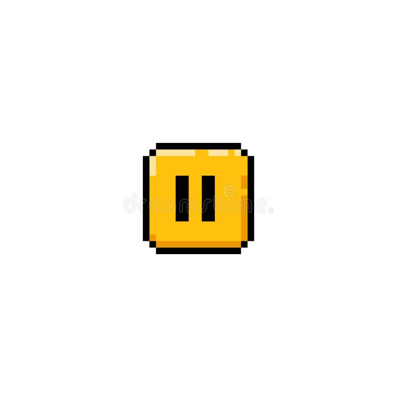 Vector pixel yellow pause button. For retro games, 8-bit UI, mobile and browser game projects. royalty free illustration