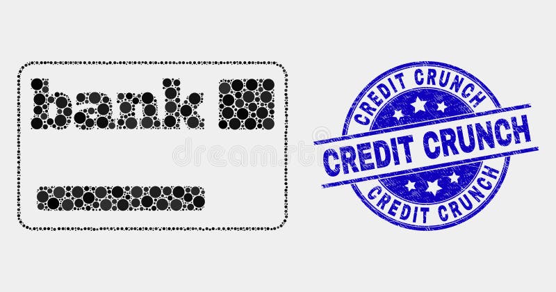 Vector Pixelated Bank Card Icon and Scratched Credit Crunch Watermark vector illustration Vector Pixelated Bank Card Icon and Scratched Credit Crunch Watermark vector illustration