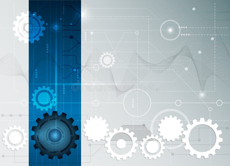 Placa de circuito futurista abstrata vetorial com roda dentada ilustração royalty free