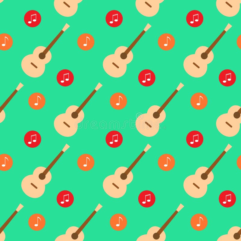 Vector plano del modelo del diseño de la nota de la música de la guitarra libre illustration Vector plano del modelo del diseño de la nota de la música de la guitarra libre illustration