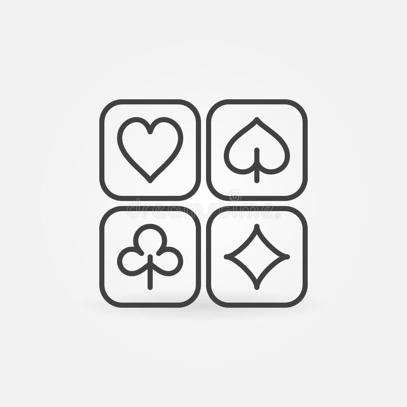 Vector Playing Card Suits outline concept icon or logo stock illustration