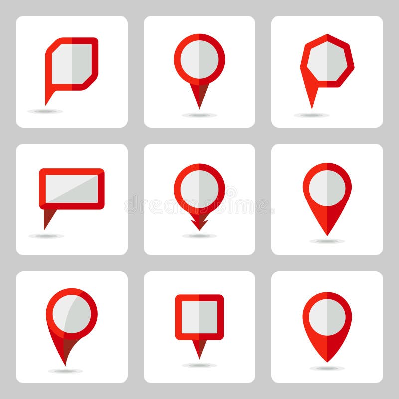 Vector pointer red icons set various forms stock illustration