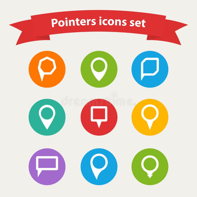 Vector pointer white icons set various forms vector illustration