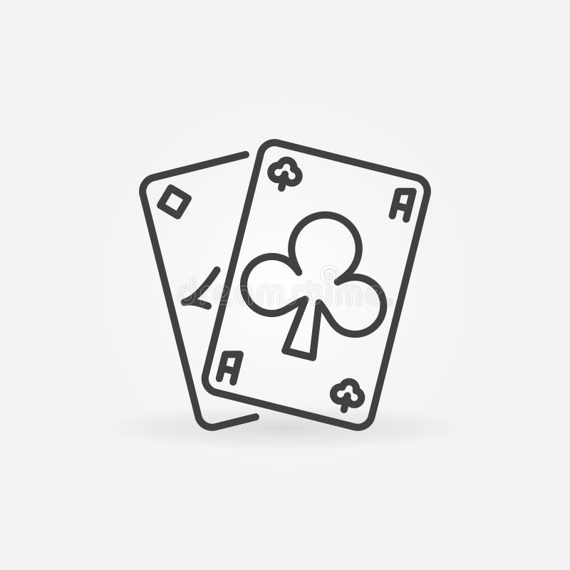 Pair of Aces Vector Outline Poker Card Game Concept Icon Stock Vector