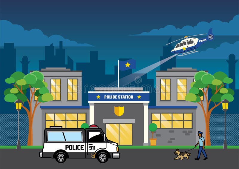 Police Truck at the Police Station Stock Vector - Illustration of road, helicopter: 132620783 Police Truck at the Police Station Stock Vector - Illustration of road, helicopter: 132620783