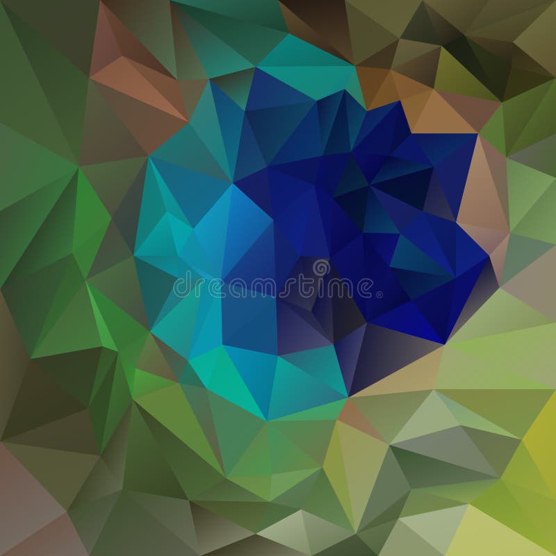 Vector polygon background with irregular tessellations pattern - triangular design in peacock plume colors stock illustration