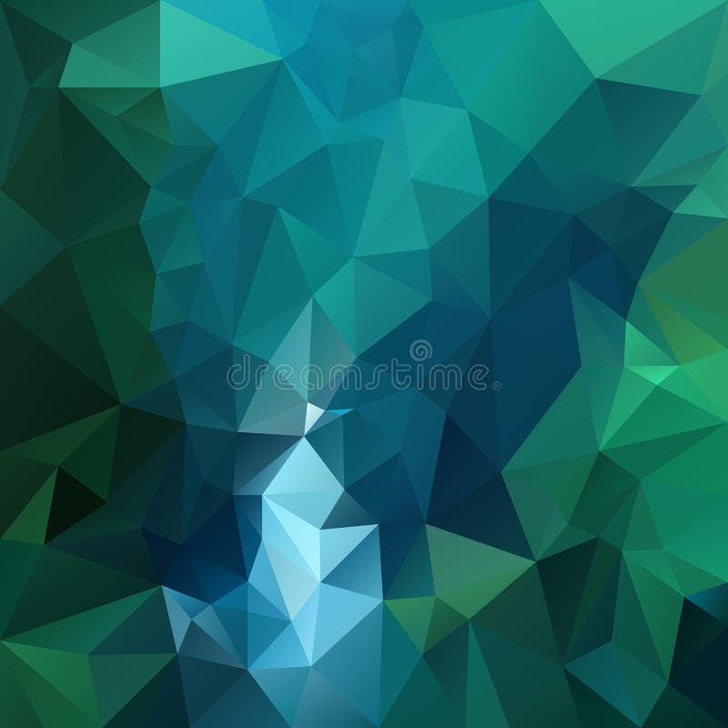 Vector polygon background pattern - triangular geometric design in dark emerald color - green and blue royalty free illustration