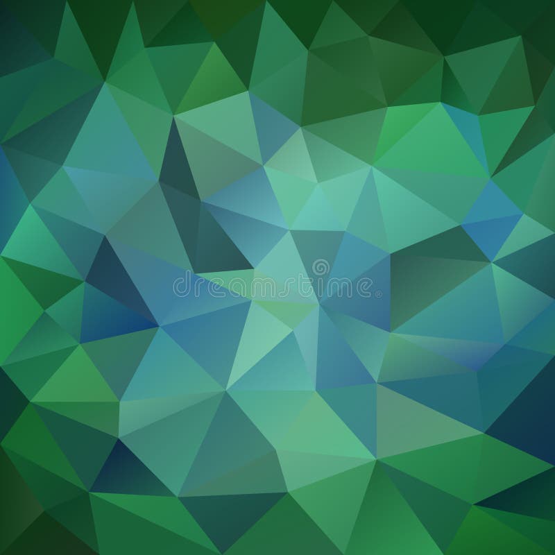 Vector polygon background pattern - triangular geometric design in emerald color - blue and green royalty free illustration