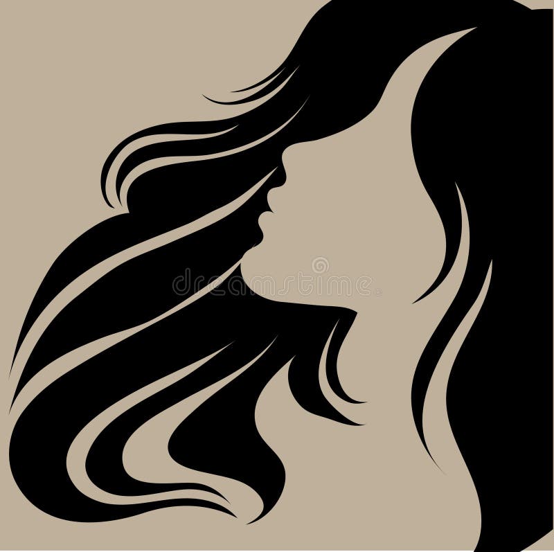 Vector portrait of a girl with beautiful hair