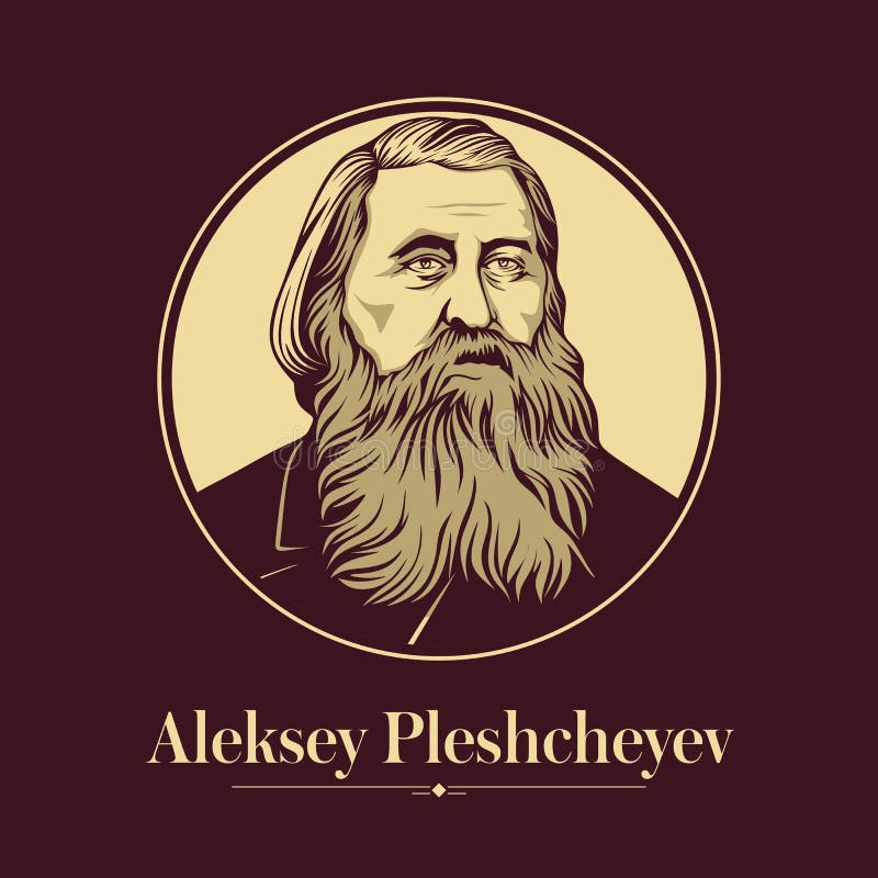Vector portrait of a Russian writer. Aleksey Pleshcheyev was a radical Russian poet of the 19th century, once a member of the Petrashevsky Circle.
