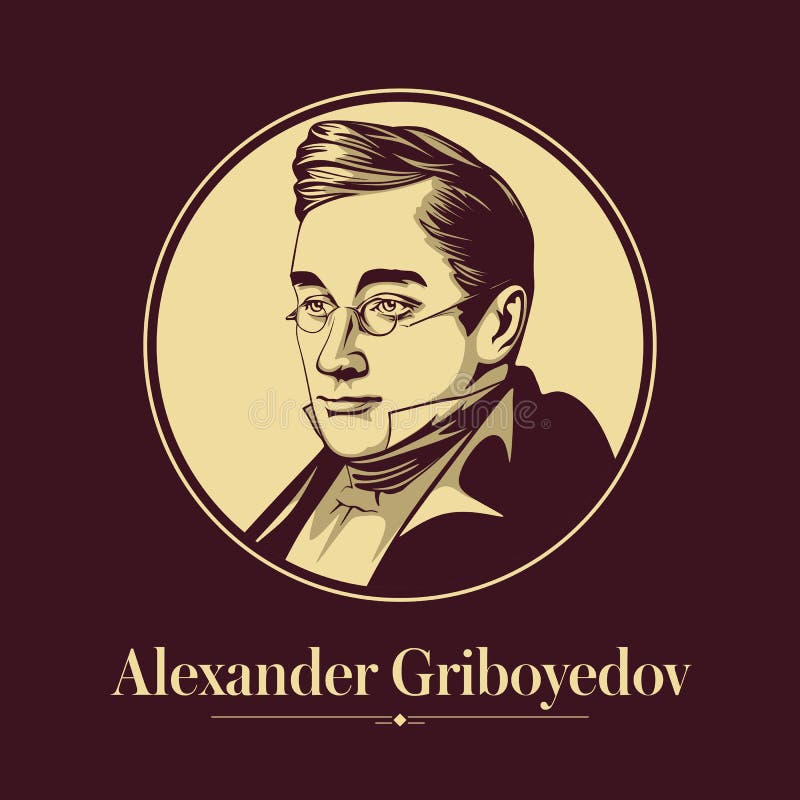 Vector portrait of a Russian writer. Alexander Griboyedov was a Russian diplomat, playwright, poet, and composer. Griboyedov is best known for his play in verse `Woe from Wit`.