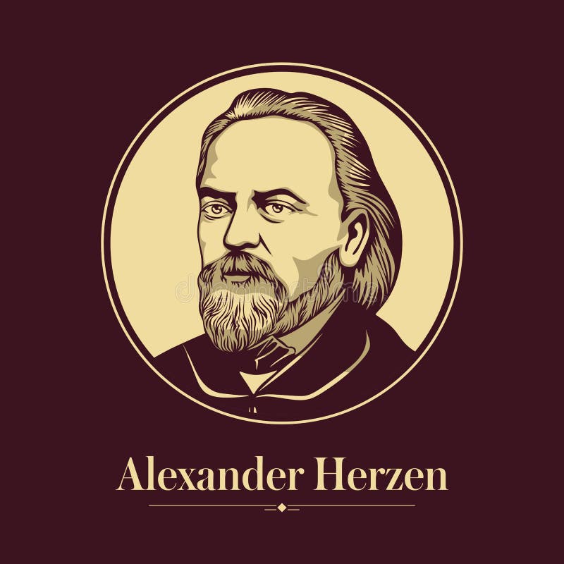 Vector portrait of a Russian writer. Alexander Herzen was a Russian writer and thinker known as the `father of Russian socialism` and one of the main fathers of agrarian populism.