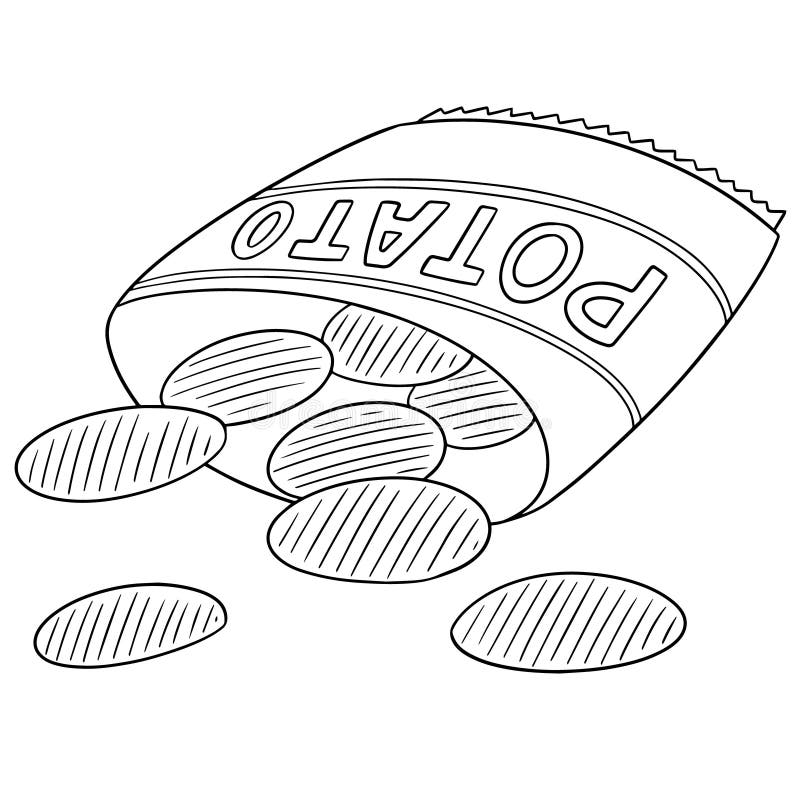 Potato Chip Bag Clipart Black And White