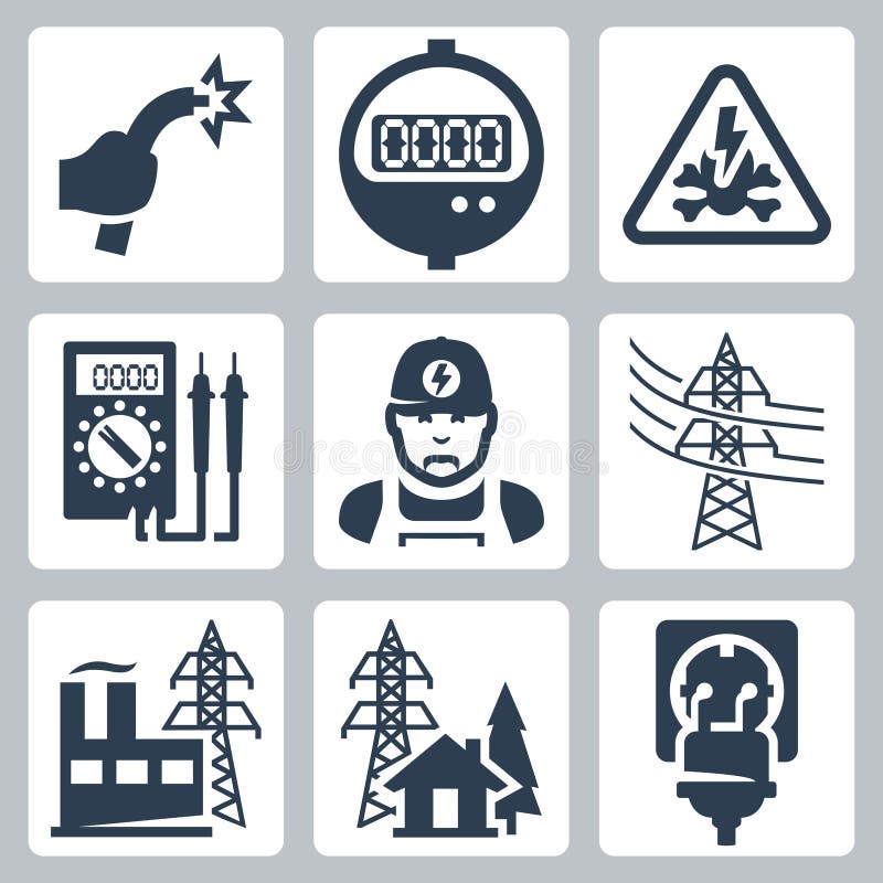 Vector power industry icons set