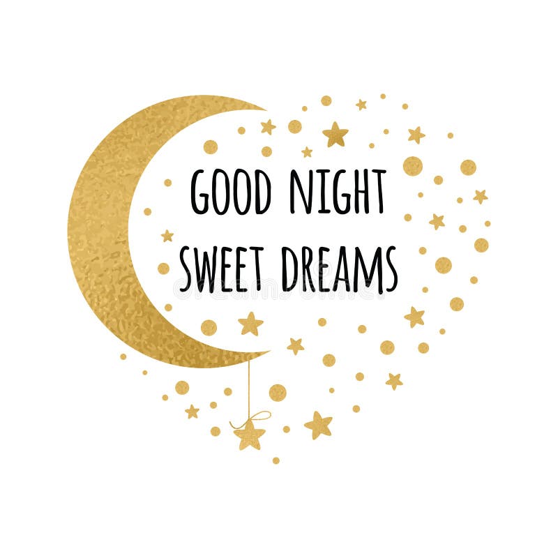Sweet dreams text on darkness background Sleep moon with eyes on