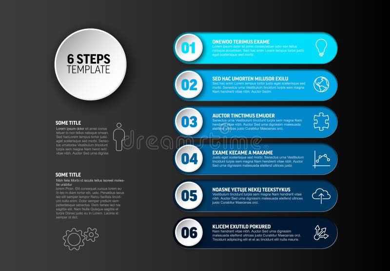 Vector progress infographic with six steps royalty free illustration