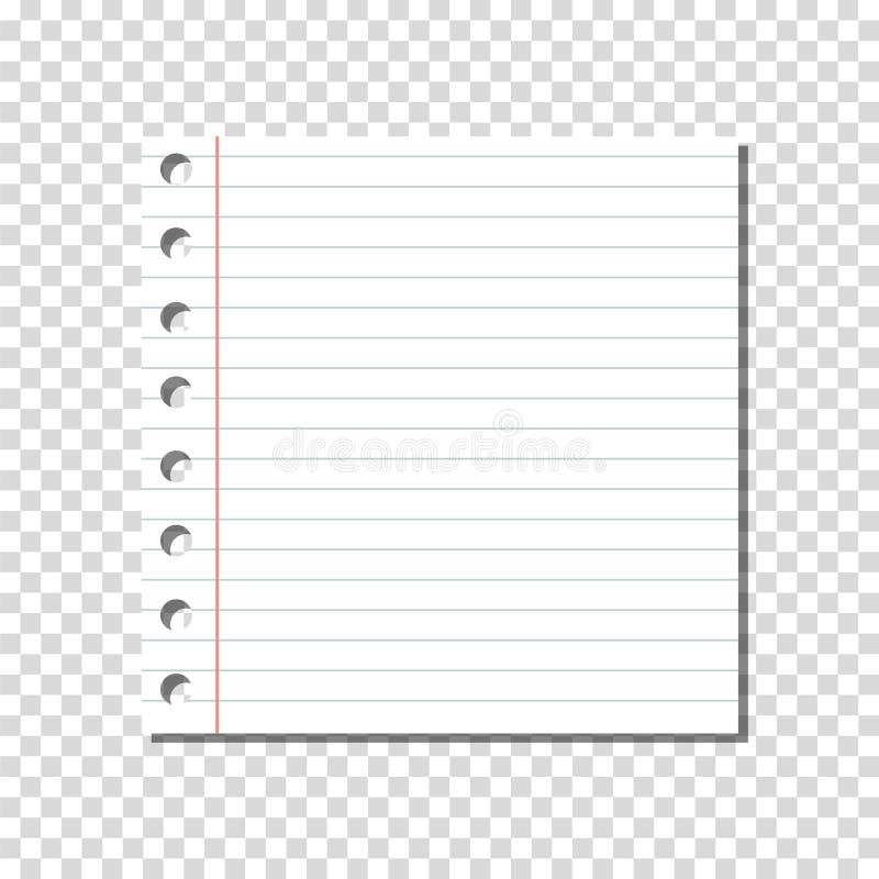 VECTOR: Página gobernada linear en blanco del cuaderno en fondo transparente stock de ilustración VECTOR: Página gobernada linear en blanco del cuaderno en fondo transparente stock de ilustración