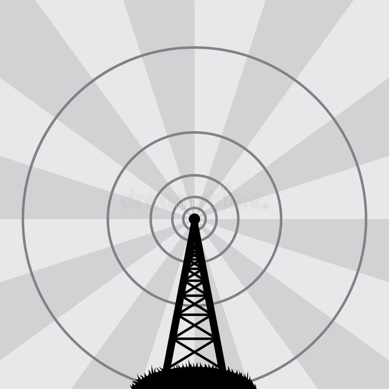 Vector Radio Tower And Air Waves Stock Vector - Illustration of sound