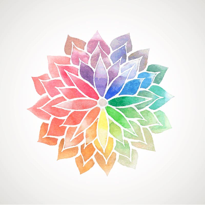 Vector rainbow watercolor painted flower