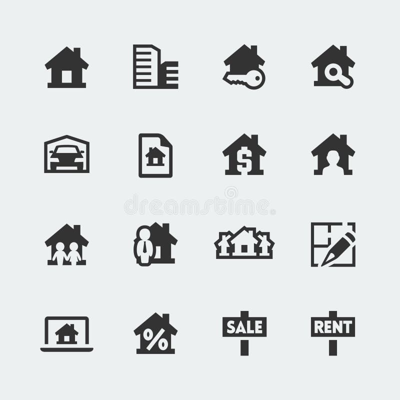 Vector real estate icons set royalty free illustration