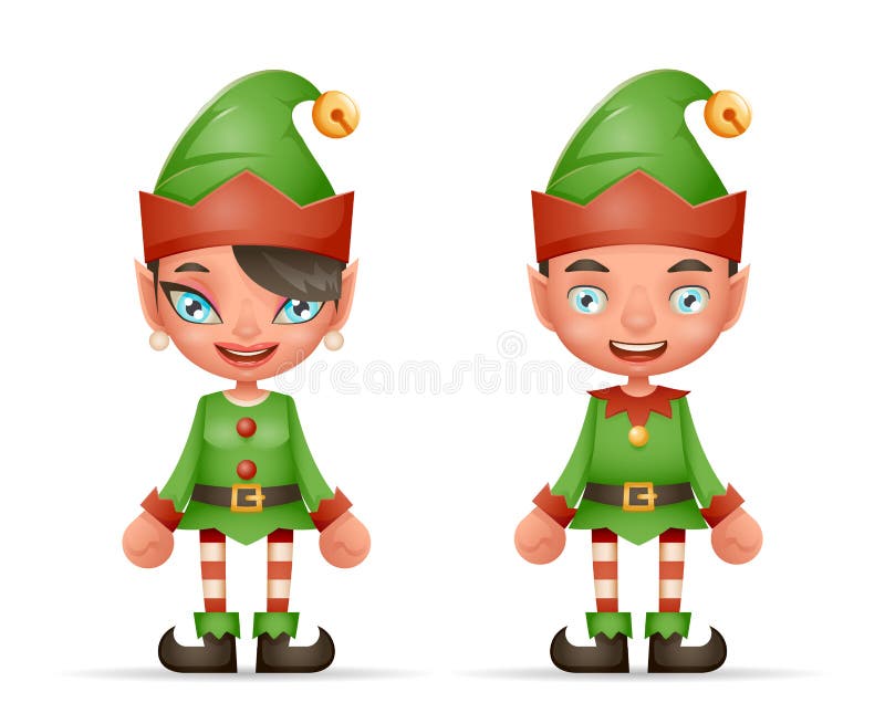 Vector Realista Del Diseño Determinado De Los Iconos Del Duende De La  Muchacha De La Navidad De Santa Teen Icons New Year De Los Ilustración del  Vector - Ilustración de conjunto, amigos