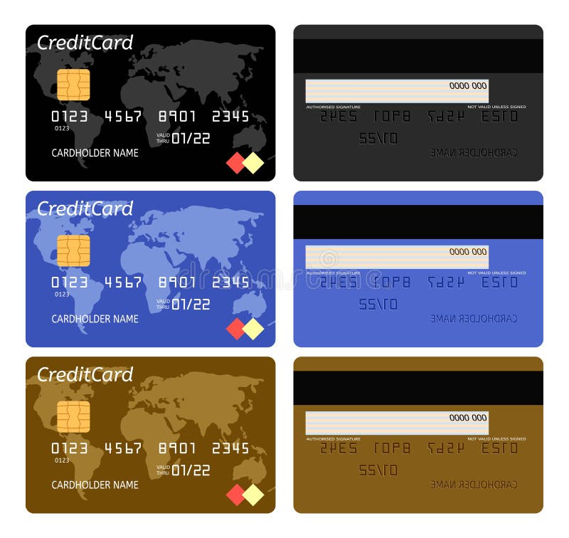 Vector realistic bank credit card template royalty free illustration
