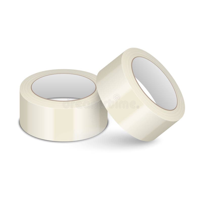 Vector Realistic Beige 3d Glossy Tape Roll Template for Logo, Print, Mock-up Set Closeup Isolated on White Background. Design Template of Packaging Sticky Tape Roll or Adhesive Tape for Mockup. Packaging tape logo vectors