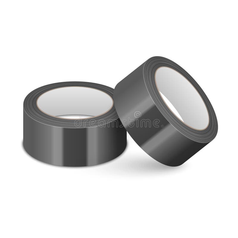 Vector Realistic Black 3d Glossy Tape Roll Template for Logo, Print, Mock-up Set Closeup Isolated on White Background. Design Template of Packaging Sticky Tape Roll or Adhesive Tape for Mockup. Packaging tape logo vectors