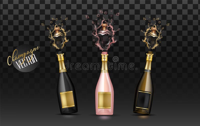 Vector realistic champagne explosion set