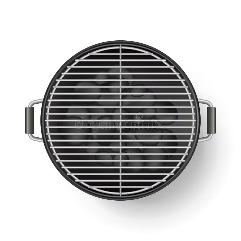 Vector realistic 3d illustration of barbecue grill, isolated on white background. BBQ top view icon vector illustration Vector realistic 3d illustration of barbecue grill, isolated on white background. BBQ top view icon vector illustration