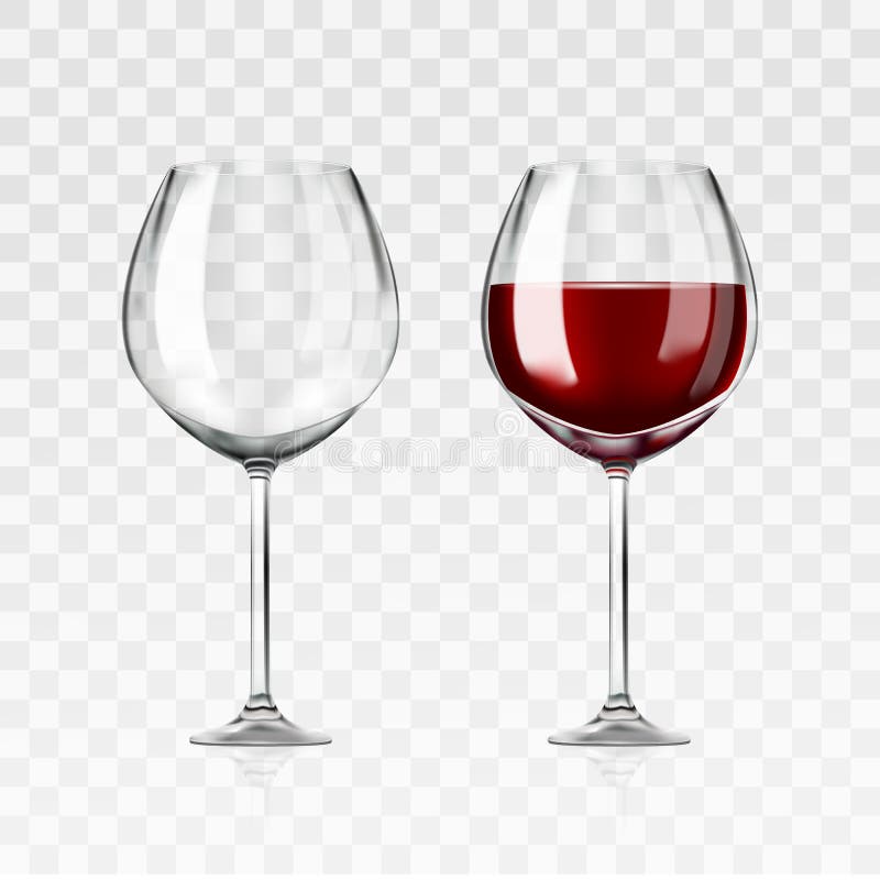 Vector Realistic Full and Empty Glasses of Red Wine Beautiful Shining Glass  Isolated on Transparent Background with Red Stock Vector - Illustration of  glass, goblet: 187485492