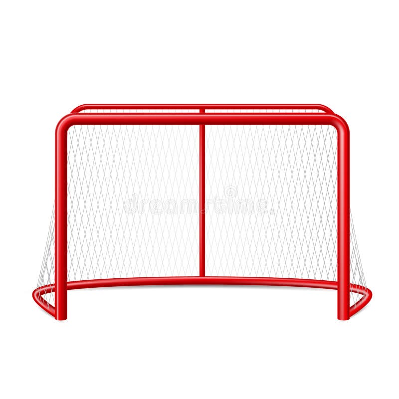 Vector realistic ice hockey goal with net