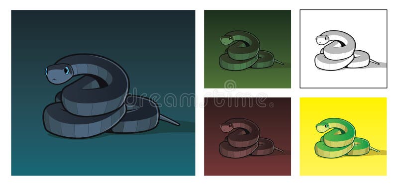 Vector Realistic Illustration of Snake in Different Colors Stock Vector - Illustration of cold ...