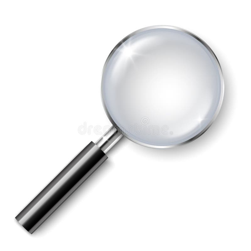 Vector realistic magnifying glass with shadow isolated on white background royalty free illustration