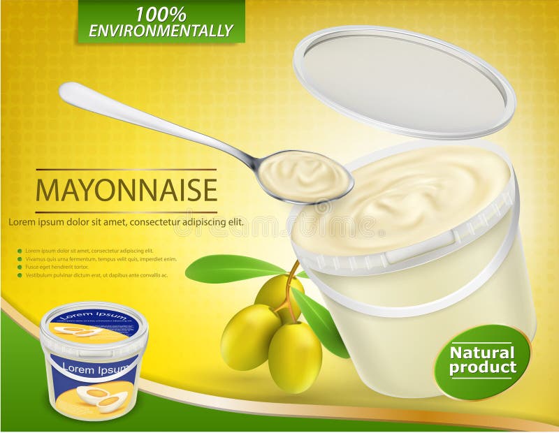 Open Mayonnaise Sauce in Dip Container Isolated on White. 3D Rendering  Stock Illustration - Illustration of away, white: 229134204