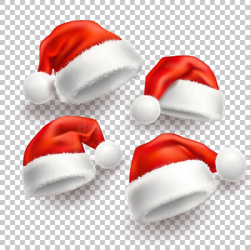 Vector realistic santa christmas holiday hat set