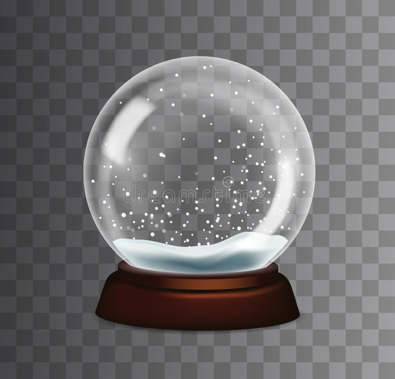 Vector realistic snow globe illustration isolated on dark background stock illustration