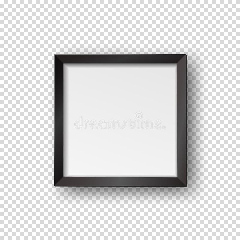 Vector realistic square empty picture frame. Mockup template with black frame boarder isolated