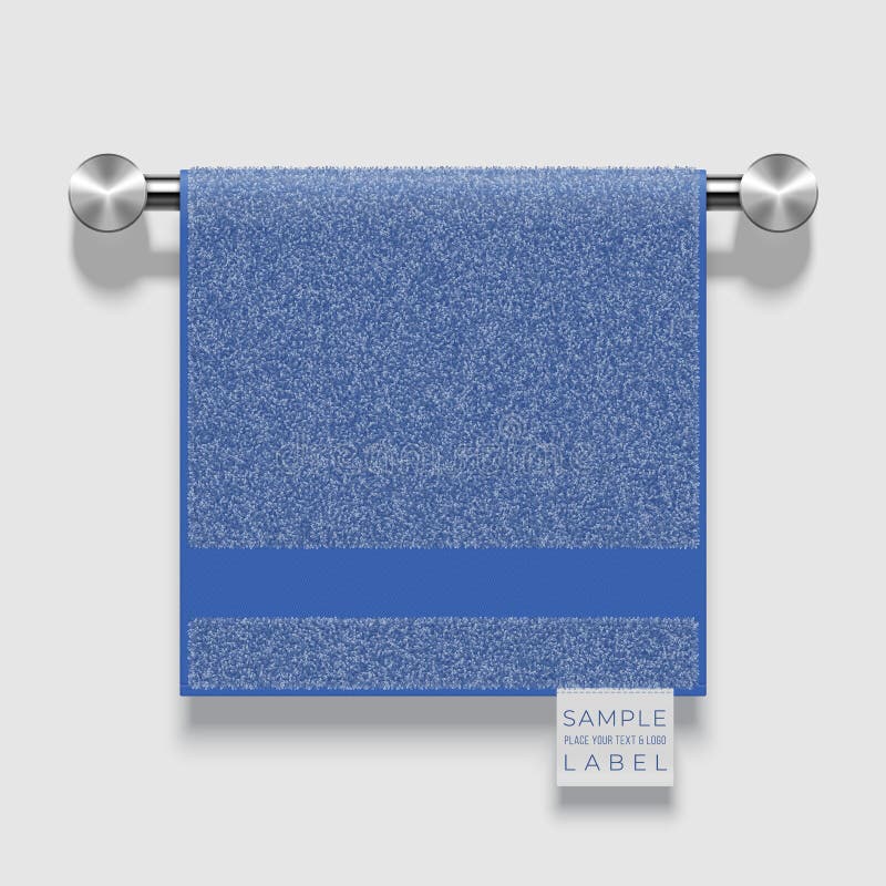 Vector Realistic Terry Towel with a Label Template Hanging on a