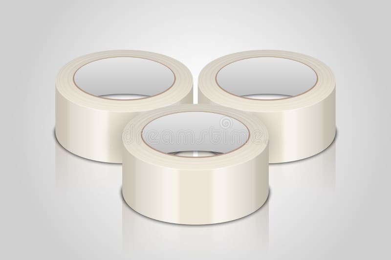 Vector Realistic White 3d Glossy Tape Roll Template for Logo, Print, Mock-up Set Closeup Isolated on White Background. Design Template of Packaging Sticky Tape Roll or Adhesive Tape for Mockup. Packaging tape logo vectors