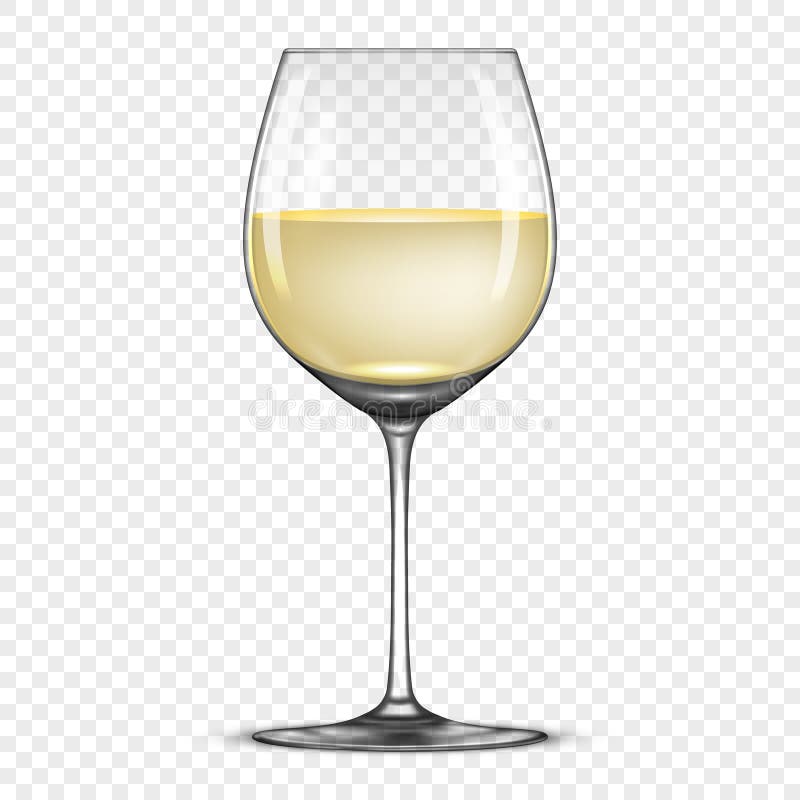 Vector Realistic Wineglass With White Wine Icon On Transparent