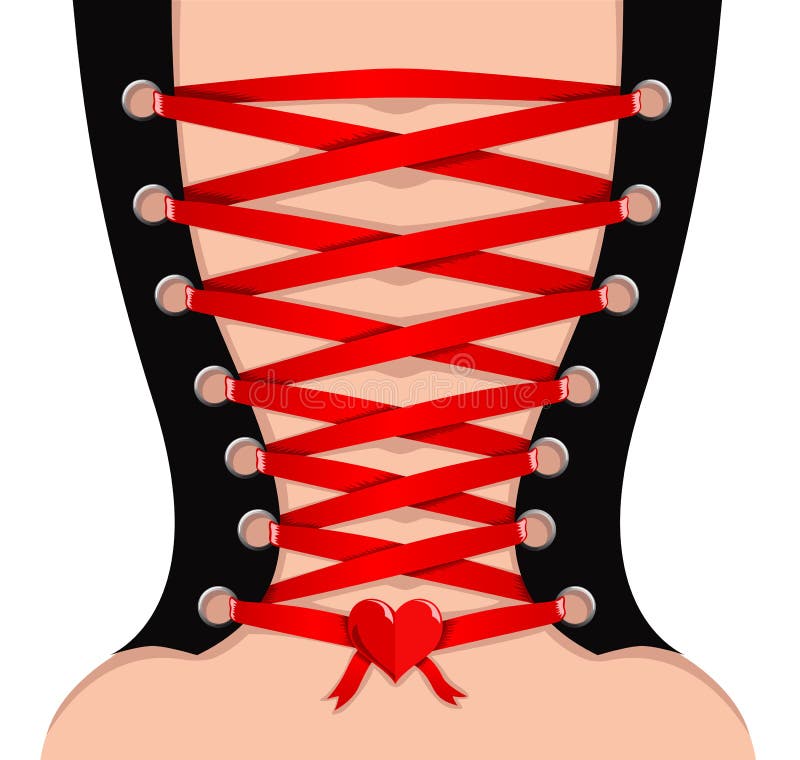 Vector rear view of girl in corset