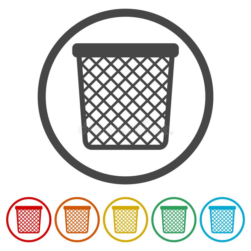 Vector Recycle Bin Trash and Garbage icon, 6 Colors Included vector illustration