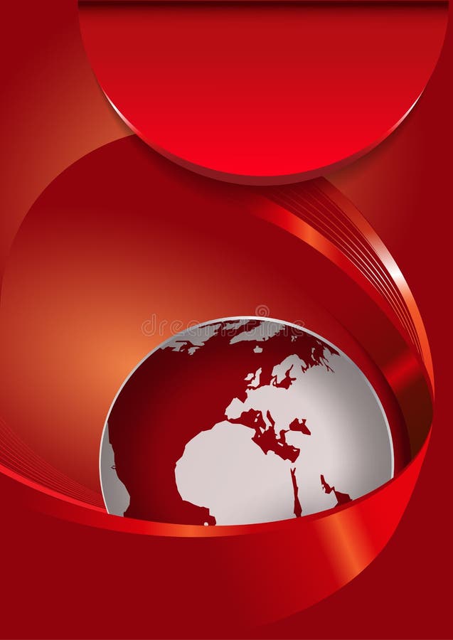 Vector red abstract brochure background with 3D globe
